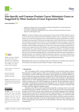 Site-Specific and Common Prostate Cancer Metastasis Genes