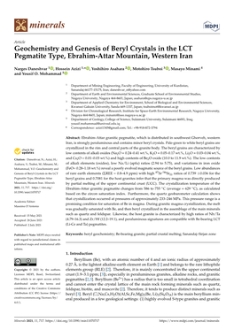 Geochemistry and Genesis of Beryl Crystals in the LCT Pegmatite Type, Ebrahim-Attar Mountain, Western Iran