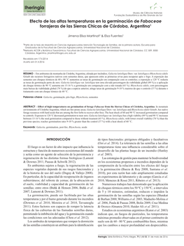 Efecto De Las Altas Temperaturas En La Germinación De Fabaceae Forrajeras De Las Sierras Chicas De Córdoba, Argentina1