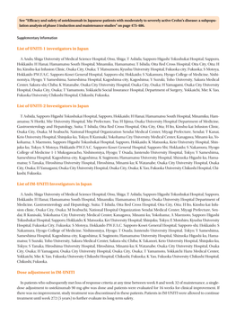 List of UNITI-1 Investigators in Japan List of UNITI-2 Investigators in Japan List of IM-UNITI Investigators in Japan Dose Adjus
