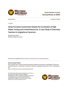 Using Formative Assessment Despite the Constraints of High Stakes Testing and Limited Resources: a Case Study of Chemistry Teachers in Anglophone Cameroon