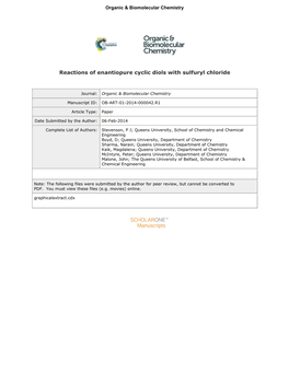 Reactions of Enantiopure Cyclic Diols with Sulfuryl Chloride