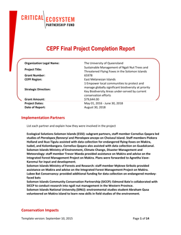 CEPF Final Project Completion Report