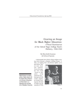 Creating an Image for Black Higher Education: a Visual Examination of the United Negro College Fund’S Publicity, 1944-1960