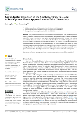 Groundwater Extraction in the South Korea's Jeju Island