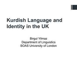 Kurdish Language and Identity in the UK