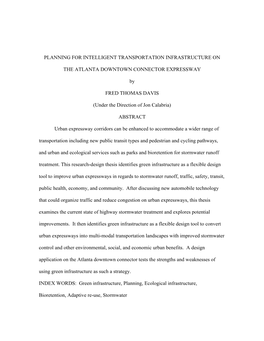 PLANNING for INTELLIGENT TRANSPORTATION INFRASTRUCTURE on the ATLANTA DOWNTOWN CONNECTOR EXPRESSWAY by FRED THOMAS DAVIS (Under