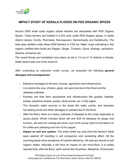 Impact Study of Kerala Floods on Pds Organic Spices