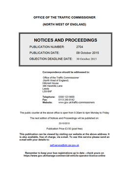 NOTICES and PROCEEDINGS 9 October 2015