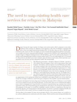 The Need to Map Existing Health Care Services for Refugees in Malaysia