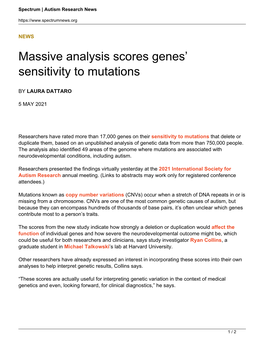 Massive Analysis Scores Genes' Sensitivity to Mutations