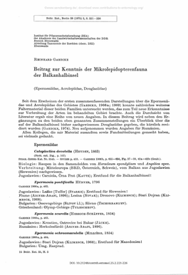 Beitrag Zur Kenntnis Der Mikrolepidopterenfauna Der Balkanhalbinsel