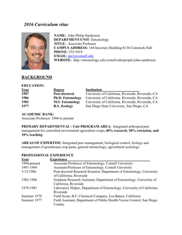 CALS Faculty CV Outline