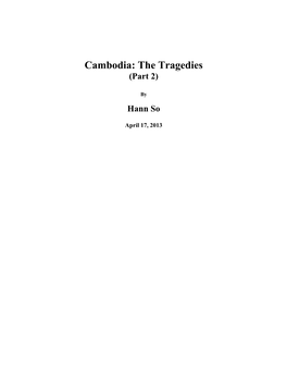 Cambodia: the Tragedies (Part 2)