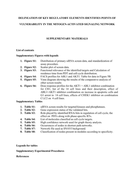 Delineation of Key Regulatory Elements Identifies Points Of