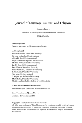 Journal of Language, Culture, and Religion