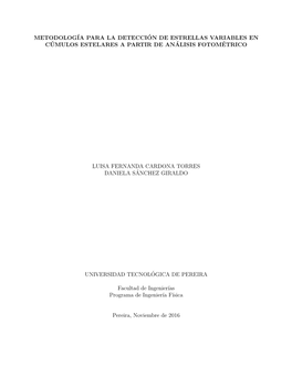 Metodología Para La Detecci´On De Estrellas Variables