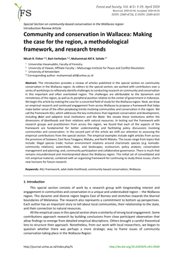 Community and Conservation in Wallacea: Making the Case for the Region, a Methodological Framework, and Research Trends