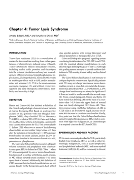 Chapter 4: Tumor Lysis Syndrome