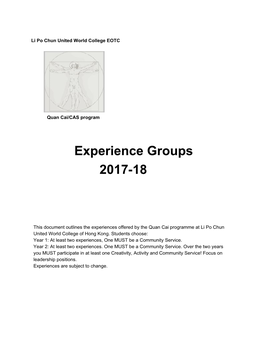 ​Experience Groups 2017-18