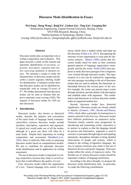 Proceedings of the 55Th Annual Meeting of the Association for Computational Linguistics, Pages 112–122 Vancouver, Canada, July 30 - August 4, 2017