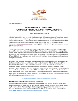 Night Ranger to Perform at Four Winds New Buffalo on Friday, August 17