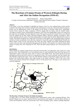 The Reactions of Limmu Oromo of Western Ethiopia During and After the Italian Occupation (1936-41)