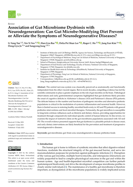 Can Gut Microbe-Modifying Diet Prevent Or Alleviate the Symptoms of Neurodegenerative Diseases?