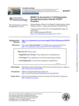 Promoter Through Interaction with the FOXP3 RORC2 Is Involved in T Cell Polarization