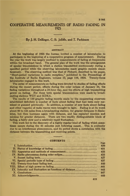 Cooperative Measurements of Radio Fading in 1925