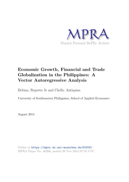 Economic Growth, Financial and Trade Globalization in the Philippines: a Vector Autoregressive Analysis