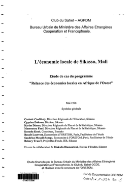L'économie Locale De Sikasso, Mali : Étude De Cas Du Programme