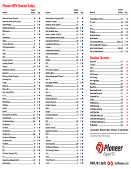 Pioneer DTV Channel Guide Channel Channel Channel Network Number Pkg