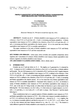 Finitely Subadditive Outer Measures, Finitely Superadditive Inner Measures and Their Measurable Sets