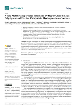 Noble Metal Nanoparticles Stabilized by Hyper-Cross-Linked Polystyrene As Effective Catalysts in Hydrogenation of Arenes