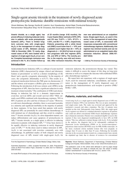 Single-Agent Arsenic Trioxide in the Treatment of Newly Diagnosed Acute Promyelocytic Leukemia: Durable Remissions with Minimal Toxicity