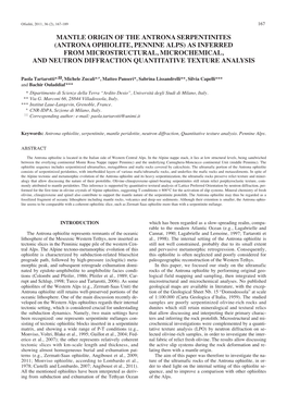 Antrona Ophiolite, Pennine Alps) As Inferred from Microstructural, Microchemical, and Neutron Diffraction Quantitative Texture Analysis