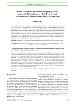 Stable Carbon-Isotope Chemostratigraphy Versus Ammonite Biostratigraphy: Data from Around the Barremian/Aptian Boundary (Lower Cretaceous)