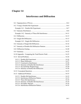 Chapter 14 Interference and Diffraction