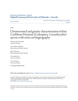 Chromosomal and Genetic Characterization of Four Caribbean Prioninae (Coleoptera: Cerambycidae) Species with Notes on Biogeograp