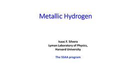 High Pressure Metallic Hydrogen