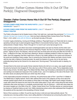 Theater: Father Comes Home Hits It out of the Park(S); Disgraced Disappoints | Evernote Web