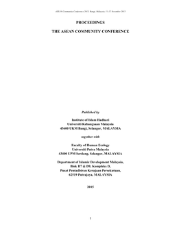 Proceedings the Asean Community Conference