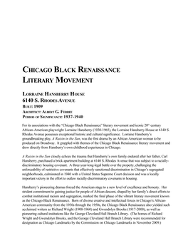 Chicago Black Renaissance Literary Movement