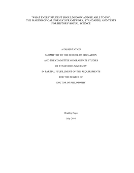 The Making of California's Framework, Standards, and Tests for History