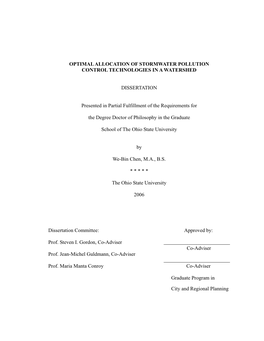 Optimal Allocation of Stormwater Pollution Control Technologies in a Watershed