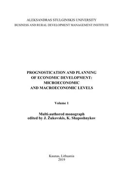 Prognostication and Planning of Economic Development: Microeconomic and Macroeconomic Levels