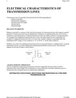 Electrical Characteristics of Transmission Lines