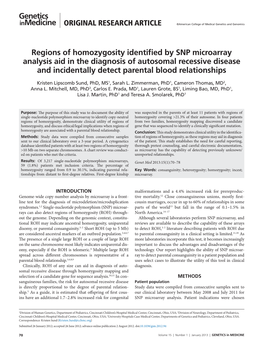Regions of Homozygosity Identified by SNP Microarray Analysis Aid in The