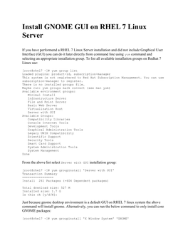 Install GNOME GUI on RHEL 7 Linux Server